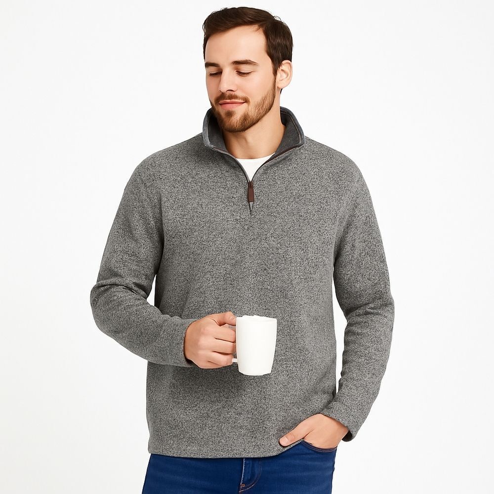 Woodland Trail Men’s 1/4 Zip Sweater | Size XL | Gray Pullover Fleece
